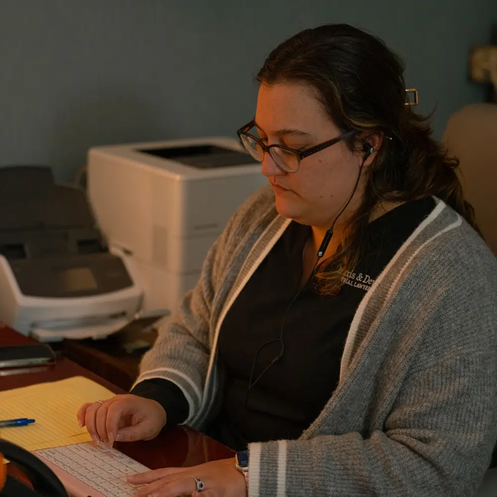 Woman typing on a laptop