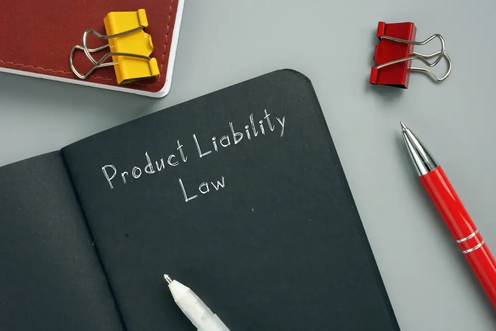 Product liability law sign on the sheet.