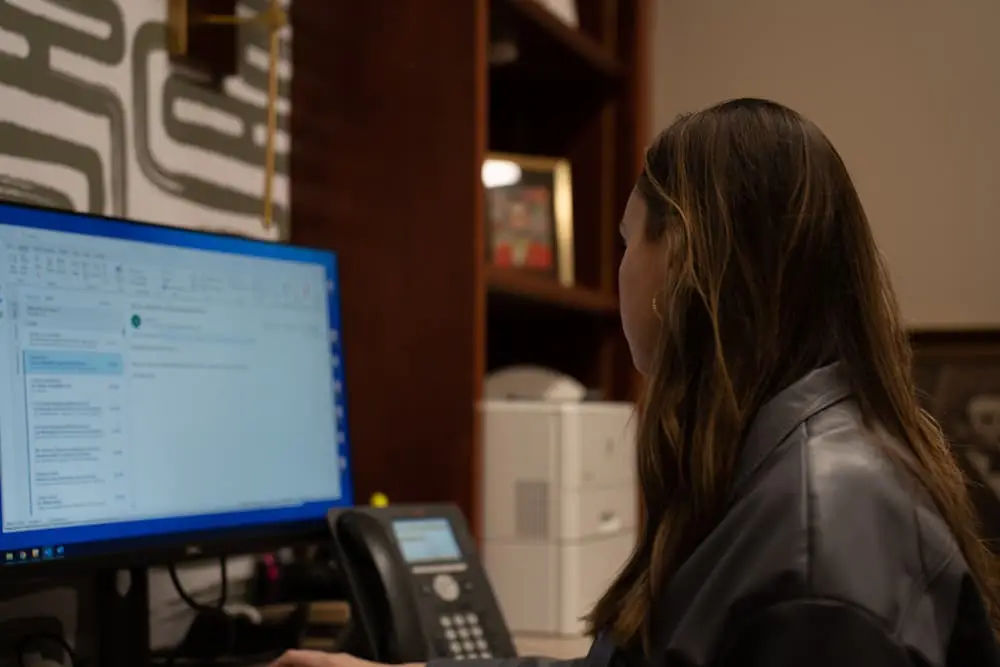 Woman looking at the computer