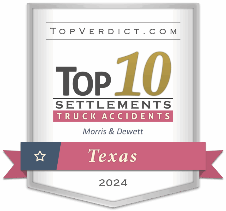 Firm-badge-top-10-truck-accident-settlements-texas-2024-morris-dewett