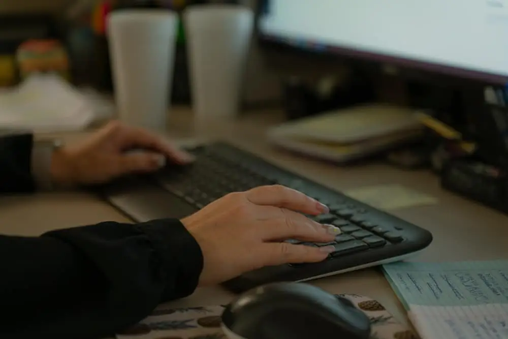 Typing on a keyboard