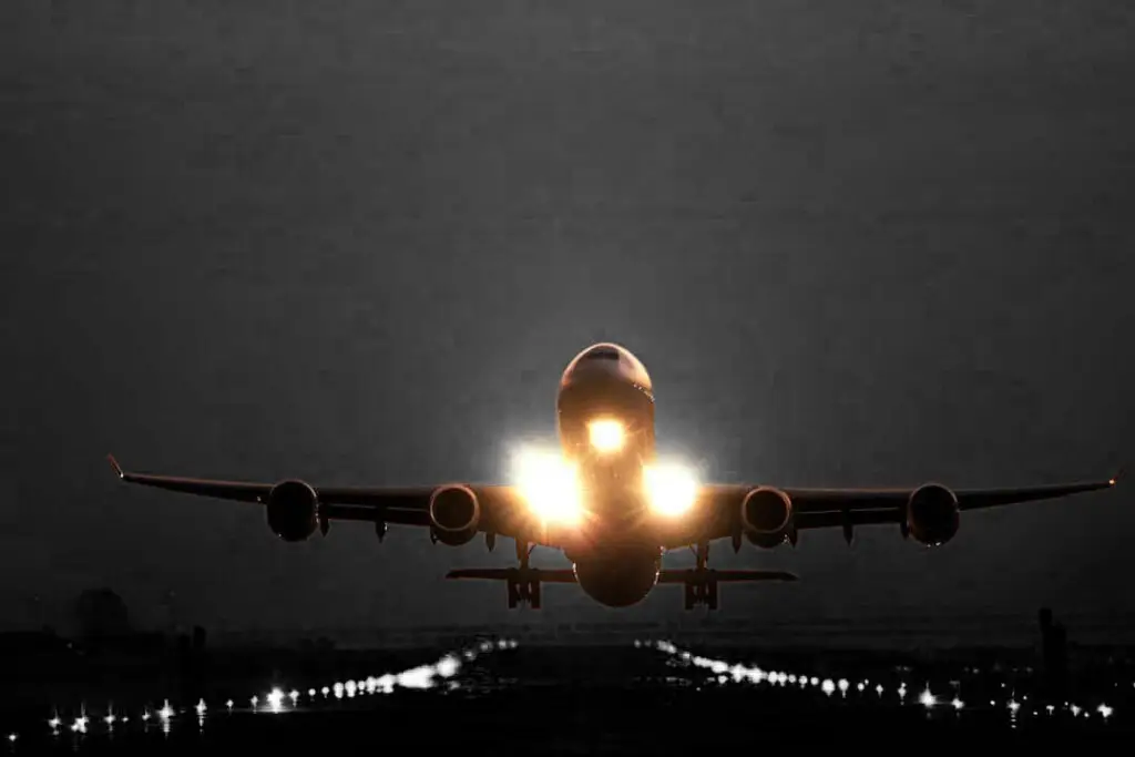 Airplane taking off from the runway