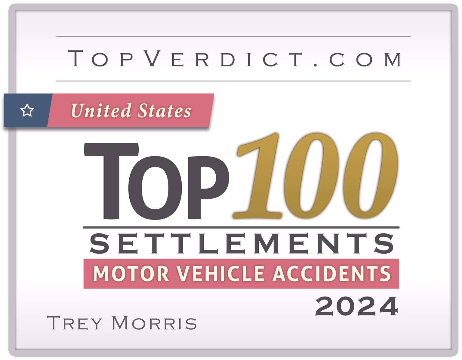 Trey Morris - Top 100 Motor Vehicle Accident Settlements United States 2024