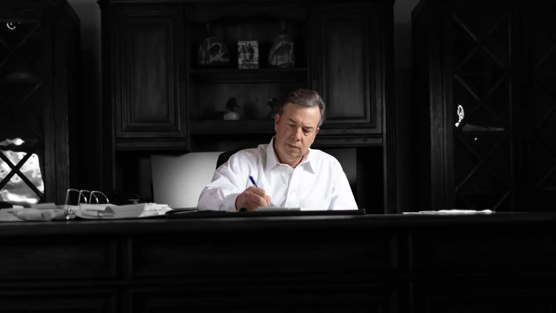 Lawyer trey on his desk