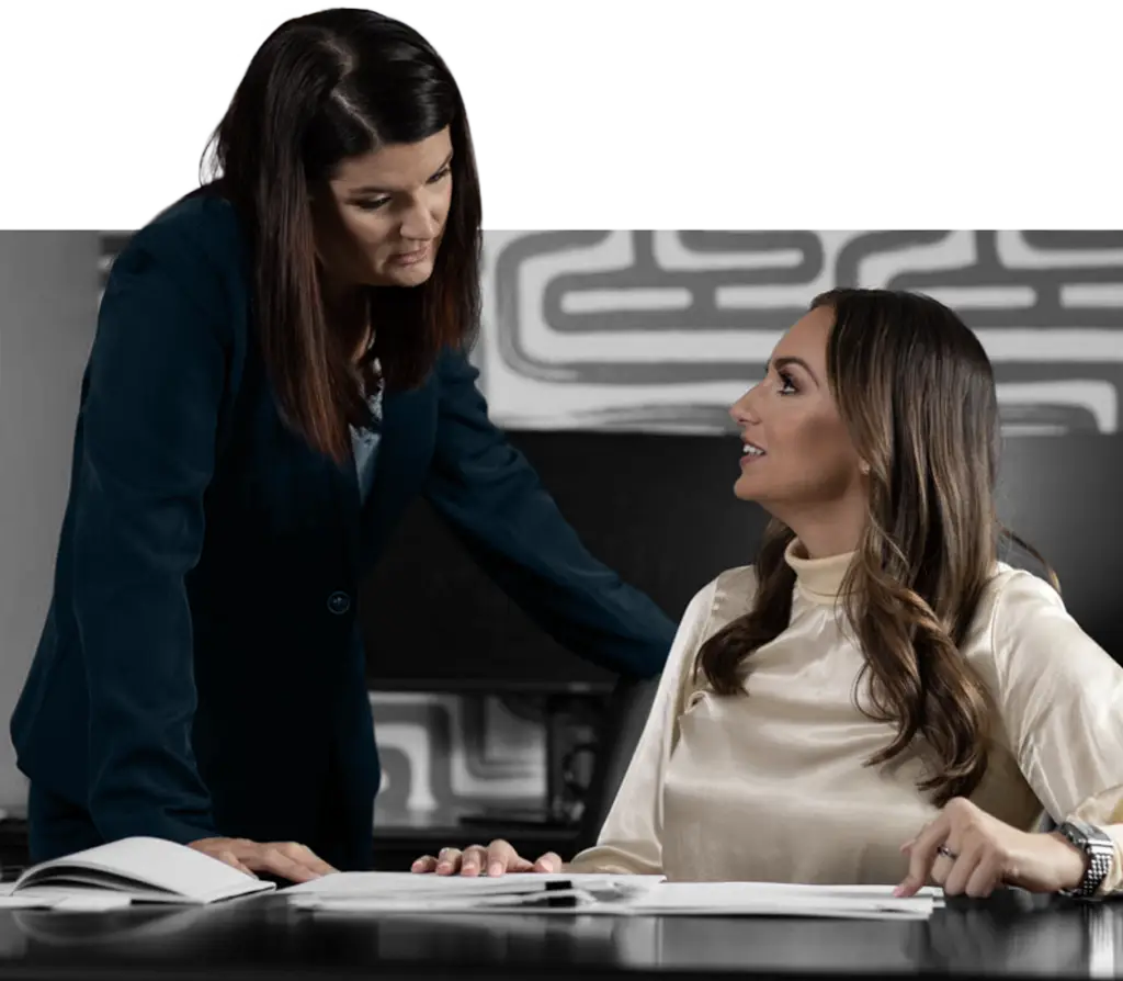 Morris and Dewett attorneys in conference