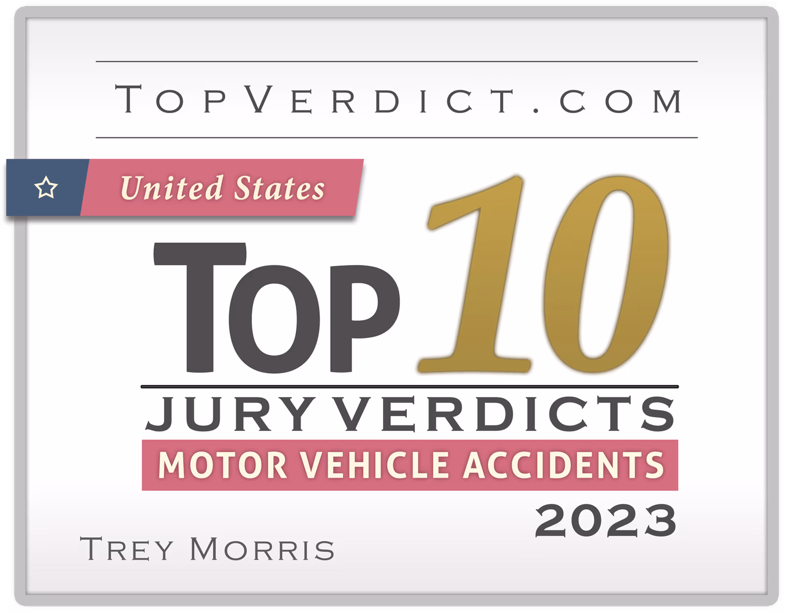 Trey Morris - Top 10 Motor Vehicle Accident Verdicts United States 2023