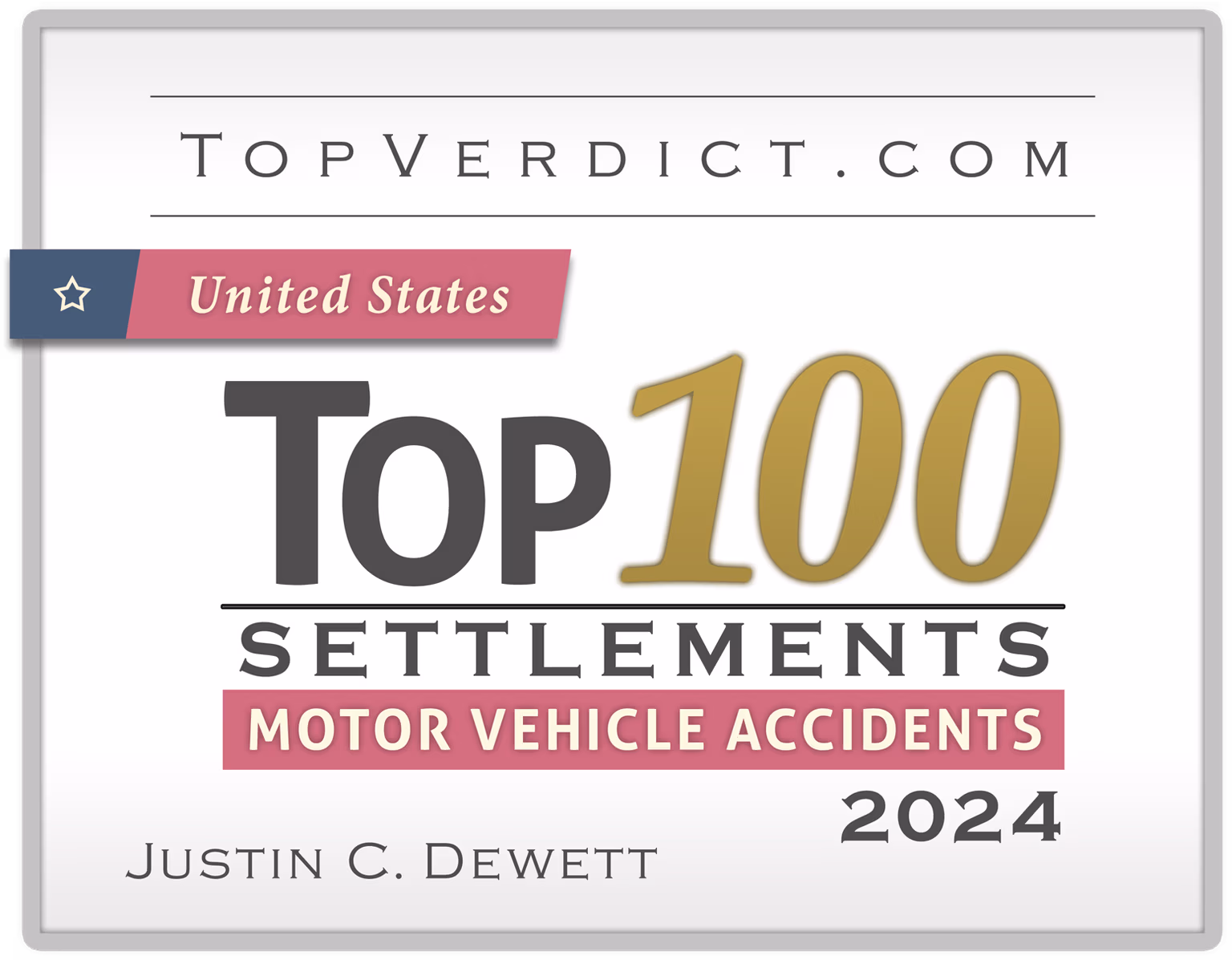 Justin Dewett - Top 100 Motor Vehicle Accident Settlements United States 2024